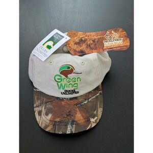 Ducks Unlimited Hat‎ Strapback Cap Youth One Size Beige Realtree Green Wing Camo
